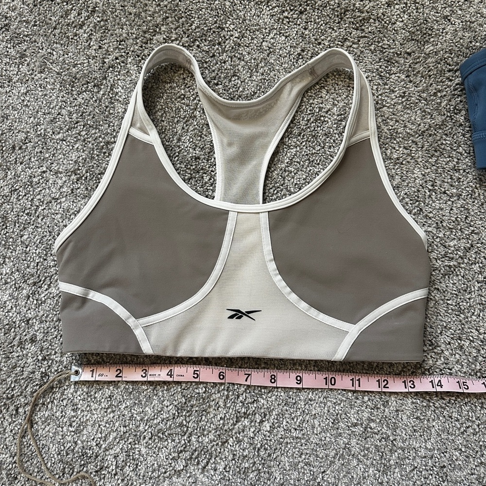 Reebok Taupe and Cream Racerback Sports Bra